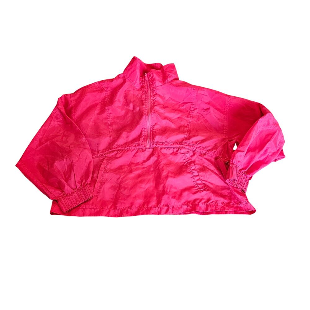 C’est Toi Neon Pink Half Zip Windbreaker Jacket Large Cropped Pullover